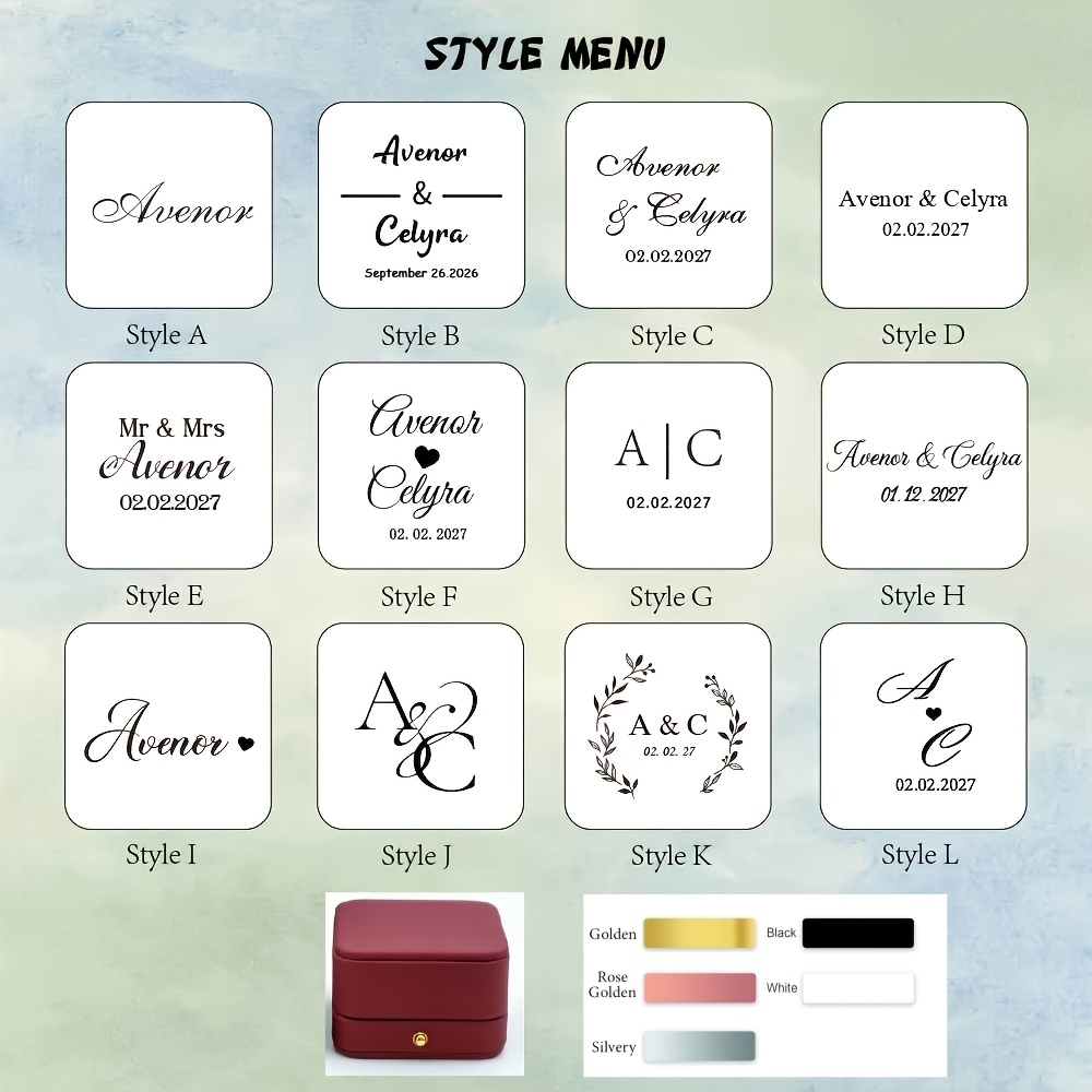 Personalized Retro PU Leather Ring Box, Custom Engagement Organizer